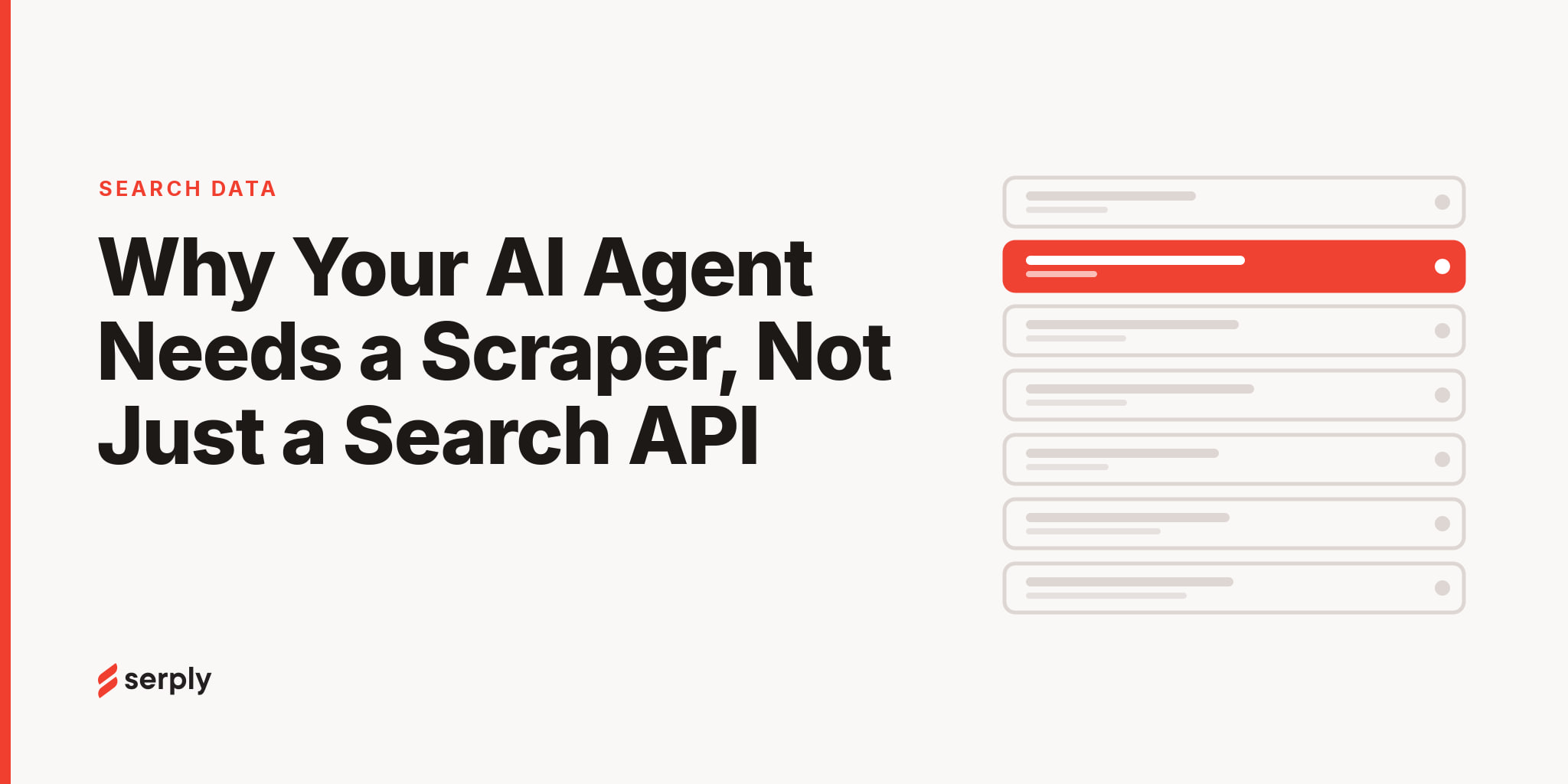 Diagram showing an AI agent pipeline moving from search results to full page content